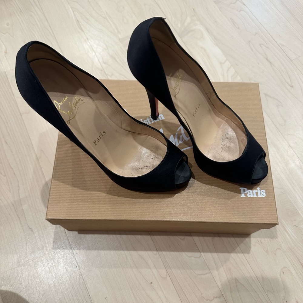 Christian louboutin very prive 120mm satin open toe pump